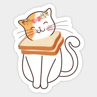 Funny Cat Flower Toast Sticker